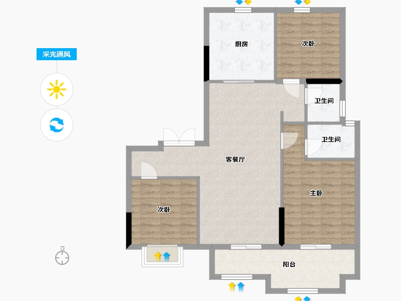 安徽省-阜阳市-东湖世纪城7区-98.00-户型库-采光通风