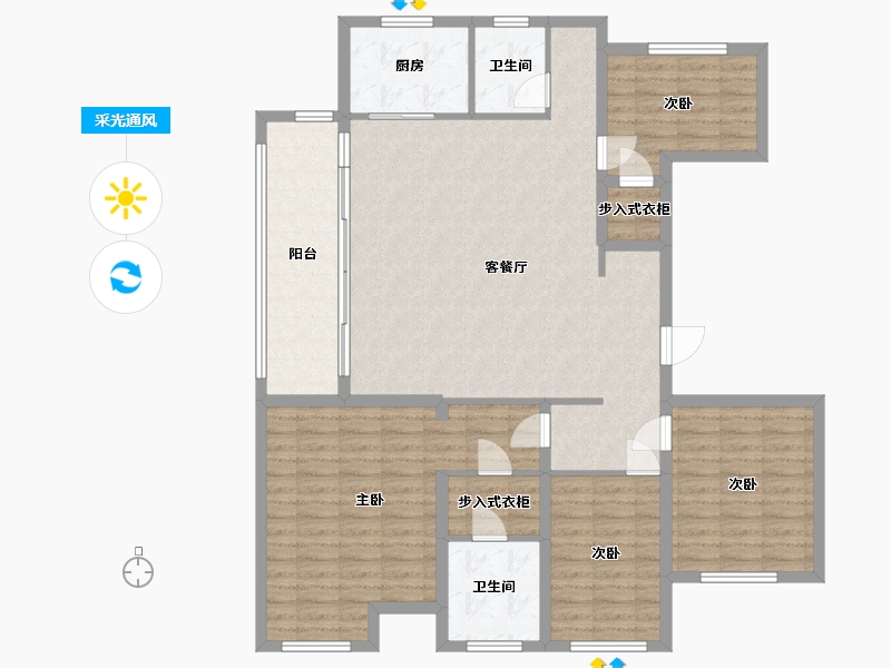 山东省-潍坊市-醴泉街道-130.00-户型库-采光通风