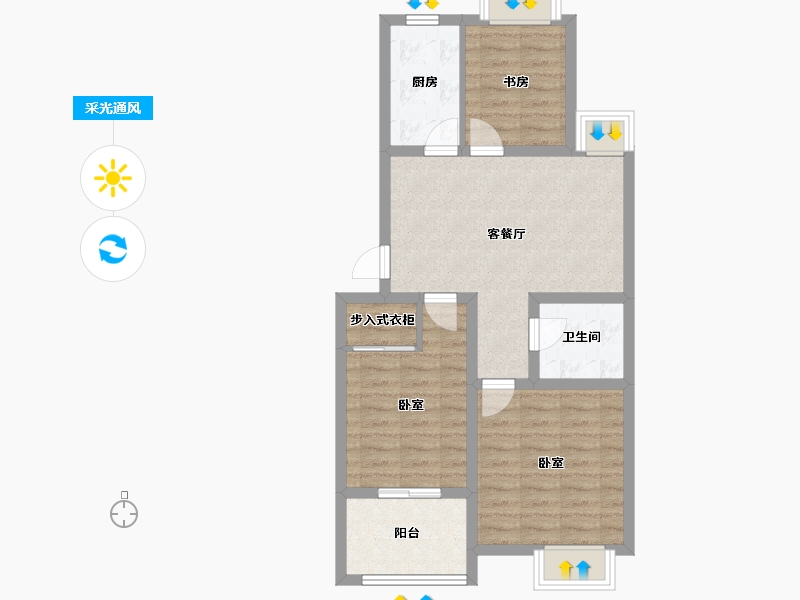 山东省-威海市-蔚海新天地-70.00-户型库-采光通风