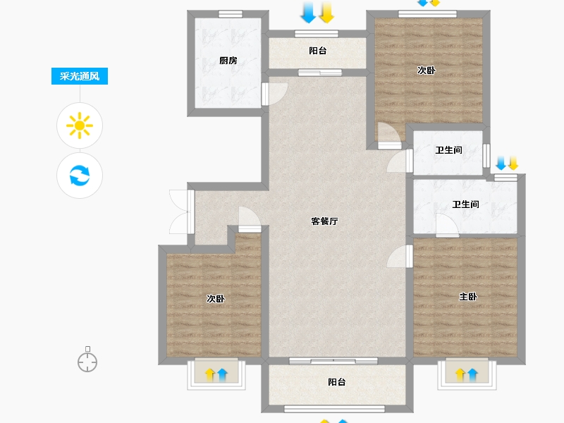 河北省-邯郸市-阳光东尚-111.20-户型库-采光通风