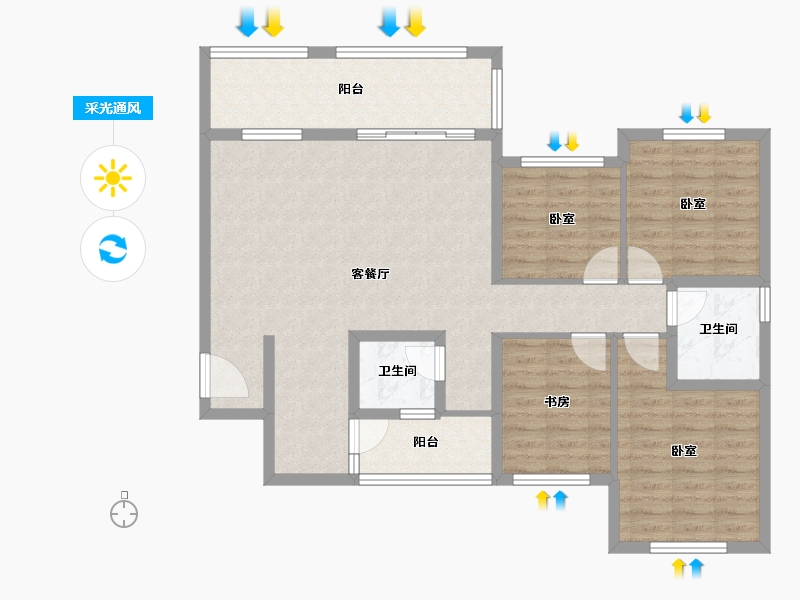 广西壮族自治区-桂林市-彰泰欢乐颂-105.40-户型库-采光通风