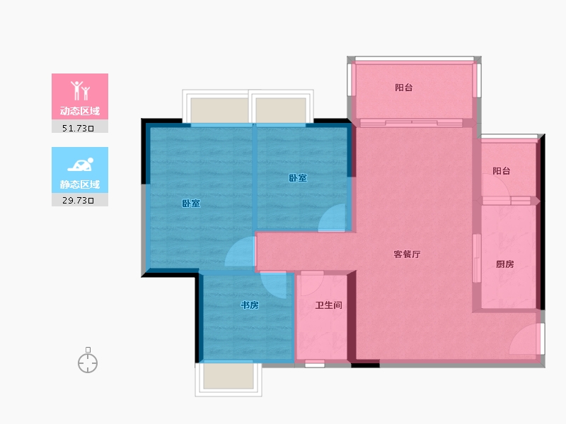 广东省-广州市-保利越秀岭南林语-72.99-户型库-动静分区