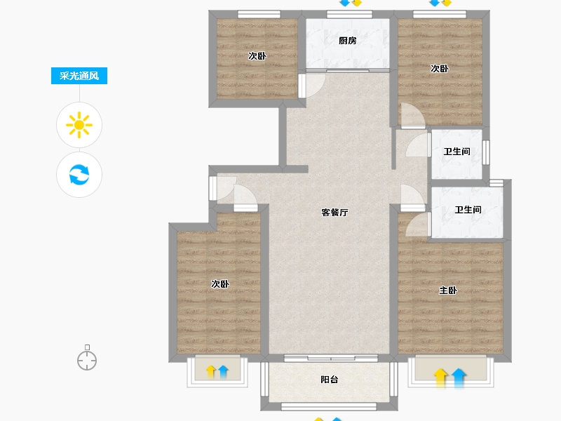 河南省-濮阳市-越秀樟园-99.26-户型库-采光通风