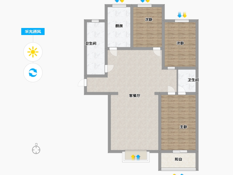 河北省-保定市-领秀紫晶城-110.56-户型库-采光通风