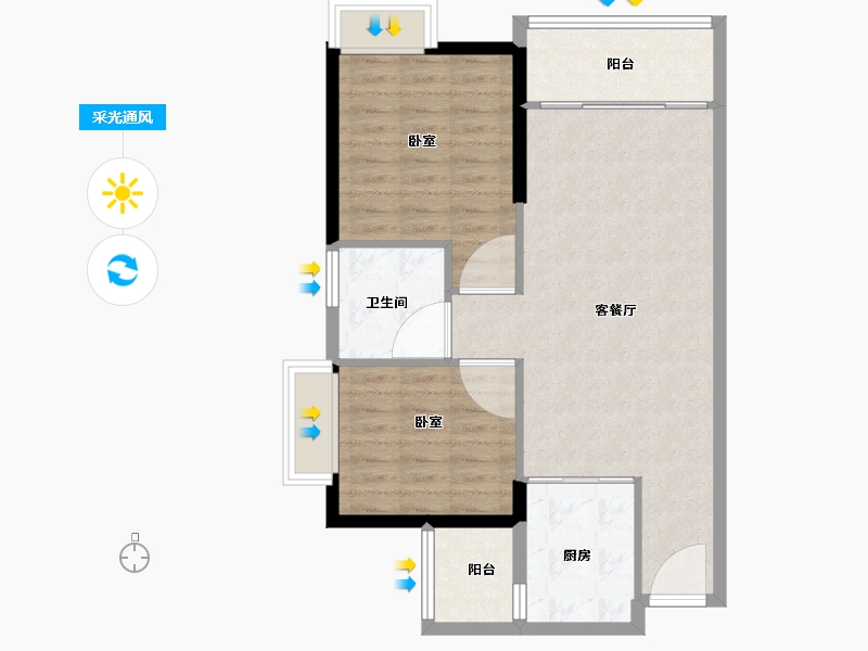 广东省-广州市-保利越秀岭南林语-75.01-户型库-采光通风