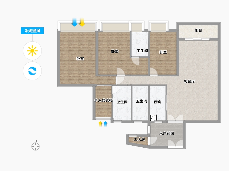 广东省-广州市-嘉裕公馆-126.90-户型库-采光通风