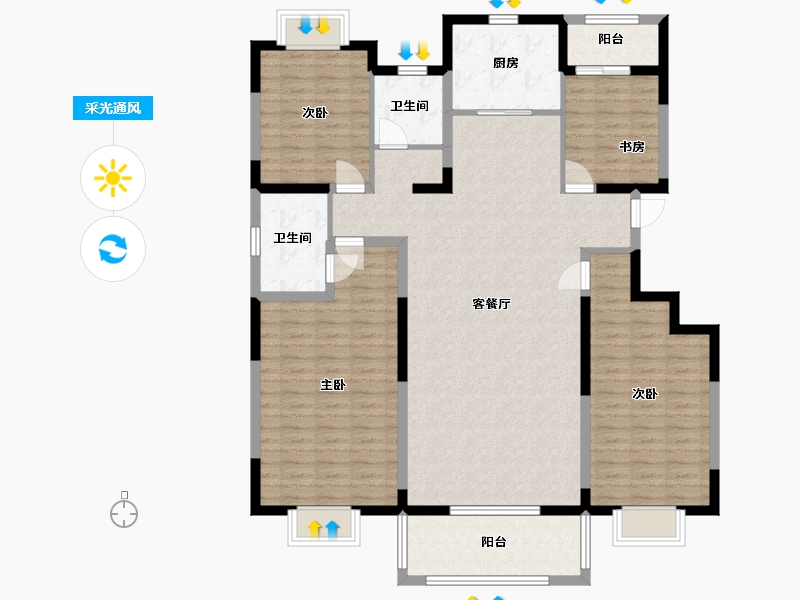 陕西省-渭南市-秦正公馆-143.01-户型库-采光通风