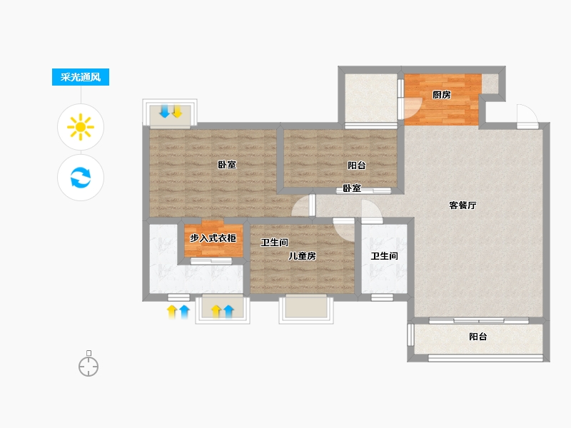 广东省-广州市-南沙玫瑰花园-99.74-户型库-采光通风