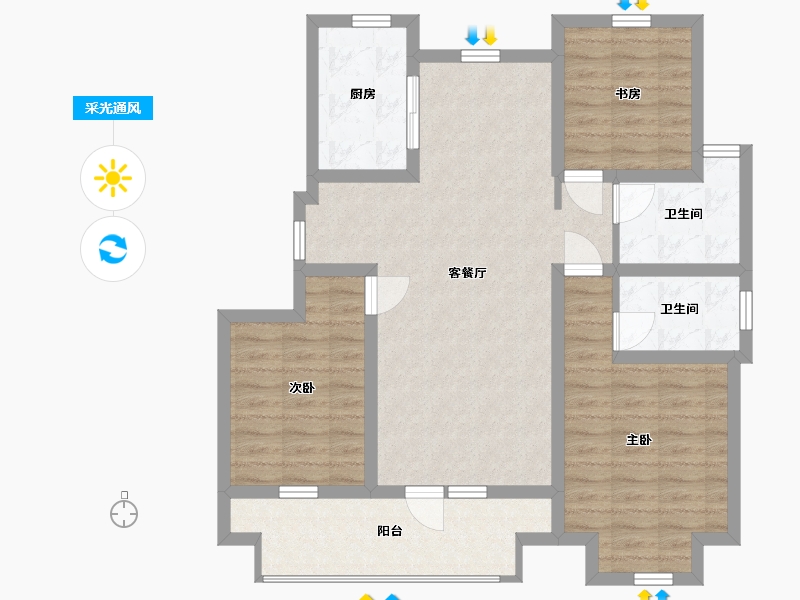 山东省-青岛市-保利云禧-90.00-户型库-采光通风