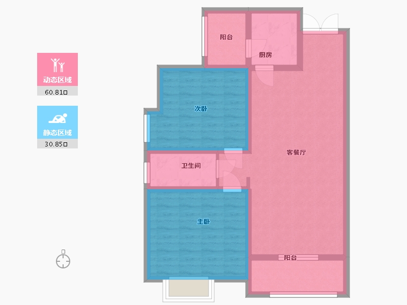 陕西省-宝鸡市-北兴三千城-81.70-户型库-动静分区