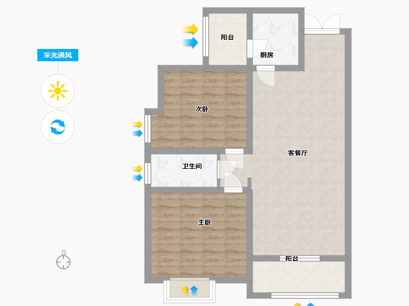 陕西省-宝鸡市-北兴三千城-81.70-户型库-采光通风