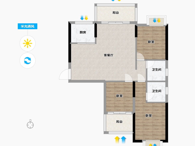 福建省-南平市-凯旋城-93.00-户型库-采光通风