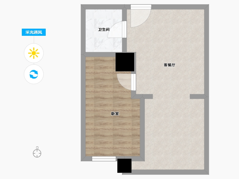 江苏省-扬州市-旺庭公馆-45.99-户型库-采光通风