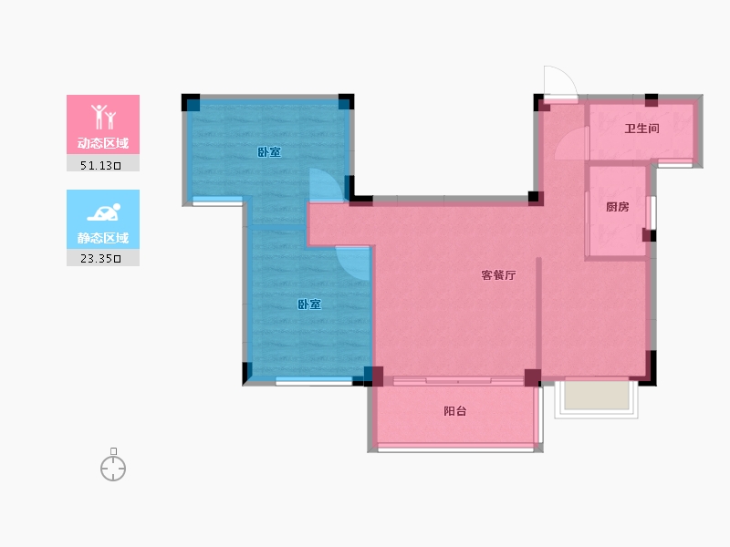 福建省-南平市-凯旋城-66.70-户型库-动静分区