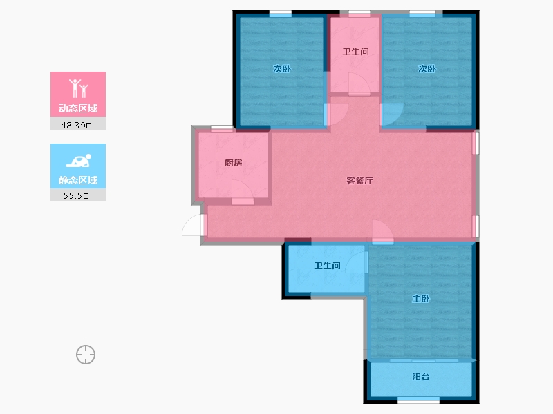 山东省-烟台市-万泰花园-93.30-户型库-动静分区