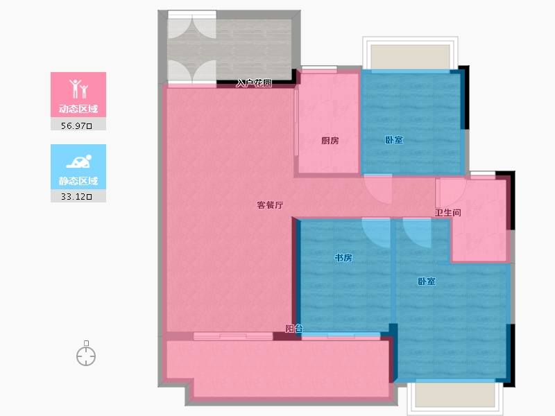 广东省-广州市-越秀滨海珺城-89.01-户型库-动静分区