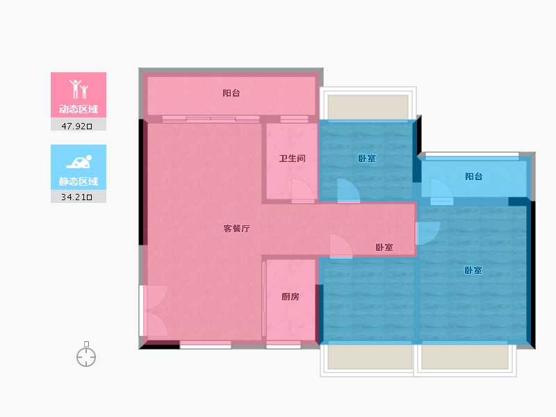 广东省-广州市-东城华庭-74.00-户型库-动静分区