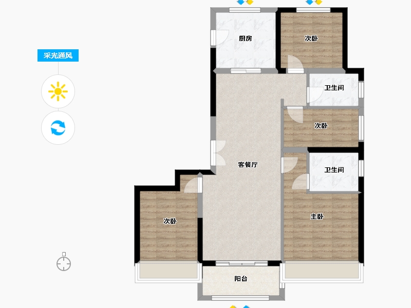 陕西省-西安市-保利天悦-100.12-户型库-采光通风