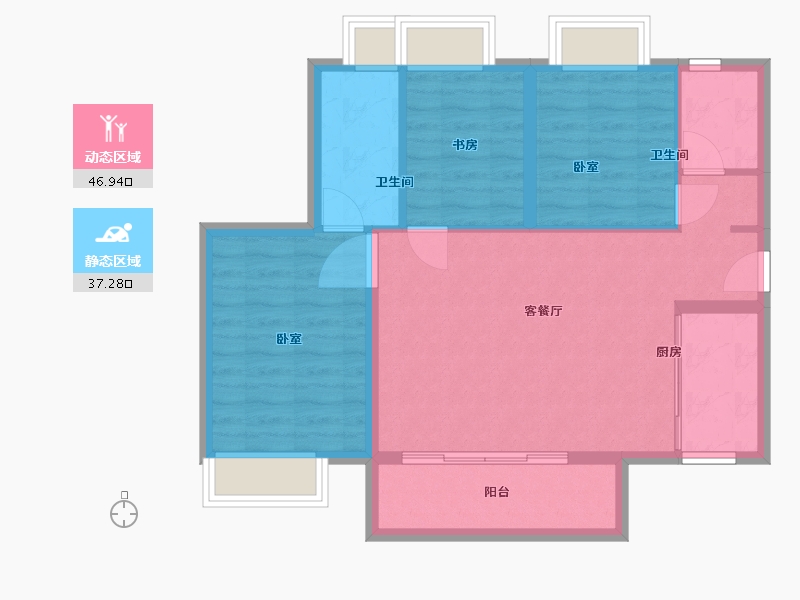 广东省-广州市-广州时代云图-76.01-户型库-动静分区