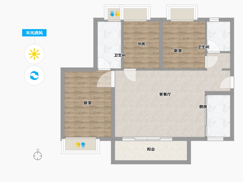 广东省-广州市-广州时代云图-76.01-户型库-采光通风