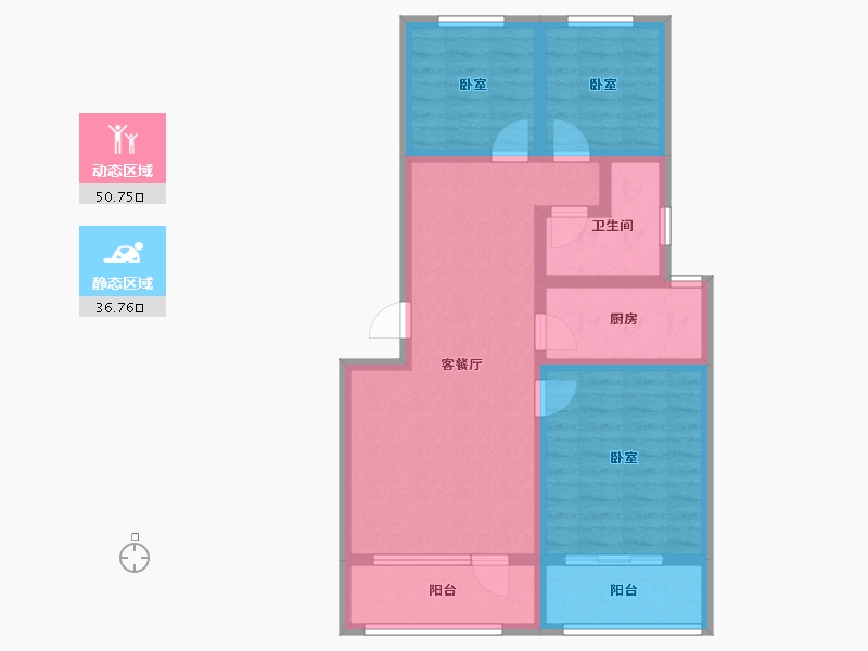 山东省-威海市-碧海云居尚品-76.60-户型库-动静分区