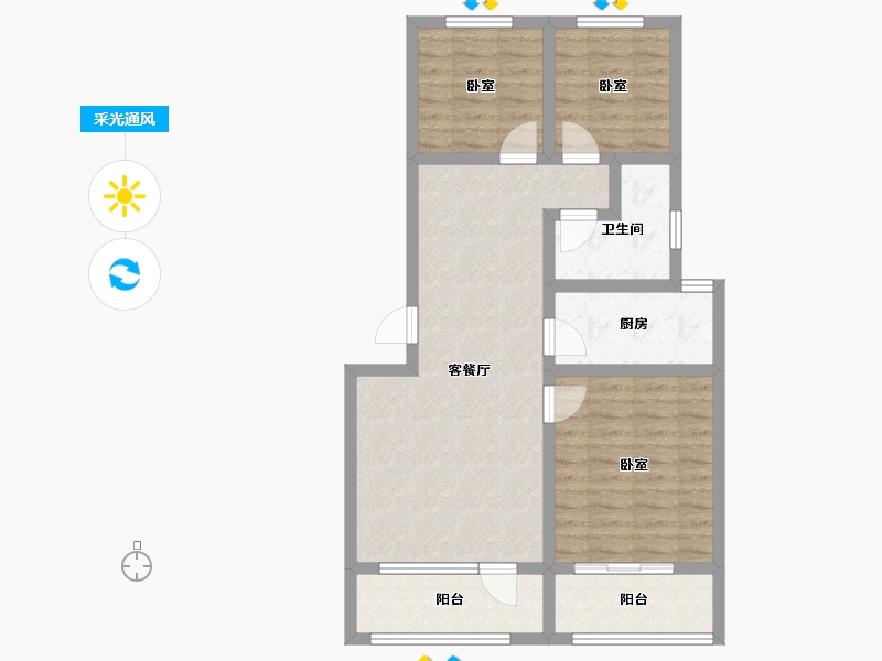 山东省-威海市-碧海云居尚品-76.60-户型库-采光通风