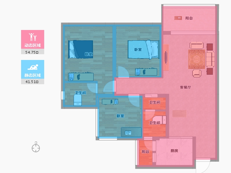 四川省-乐山市-凯旋公馆-85.43-户型库-动静分区