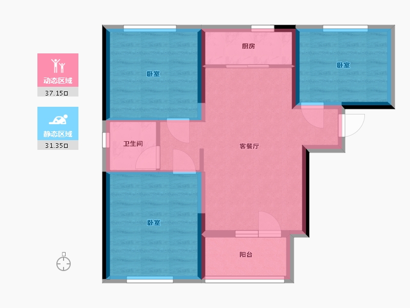 湖北省-武汉市-汉阳满庭春moma-60.54-户型库-动静分区