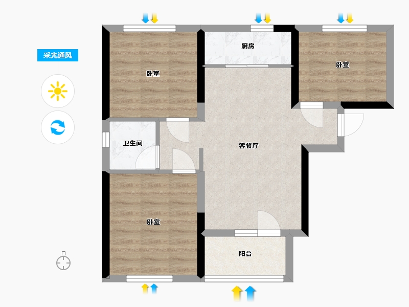 湖北省-武汉市-汉阳满庭春moma-60.54-户型库-采光通风