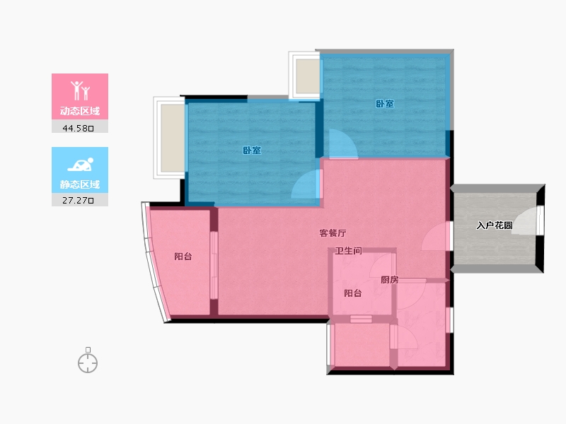 湖北省-宜昌市-康龙2+1购物广场-70.66-户型库-动静分区