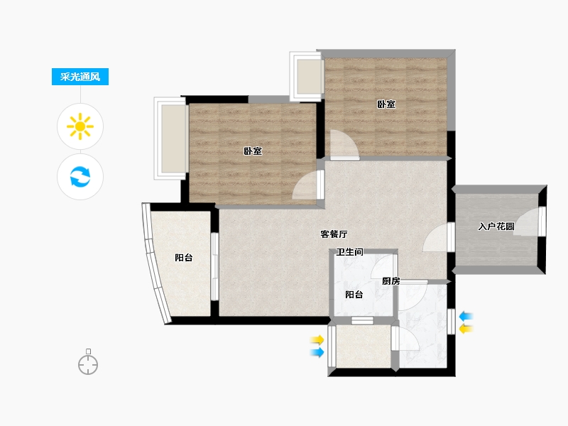 湖北省-宜昌市-康龙2+1购物广场-70.66-户型库-采光通风