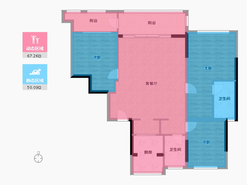 浙江省-金华市-新城盛昱-105.99-户型库-动静分区