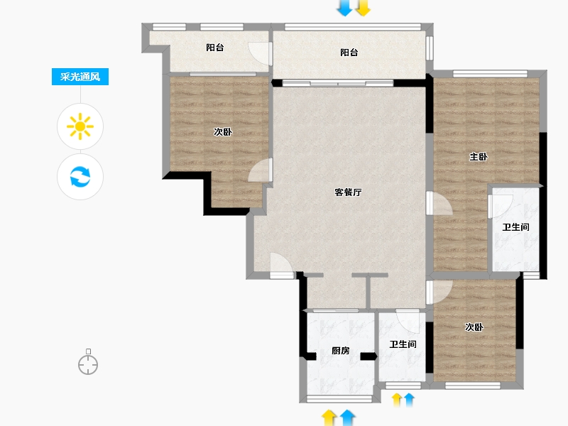 浙江省-金华市-新城盛昱-105.99-户型库-采光通风