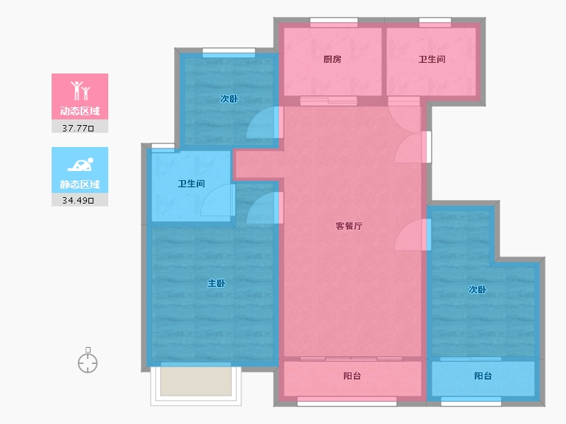 北京-北京市-中海云熙-63.99-户型库-动静分区