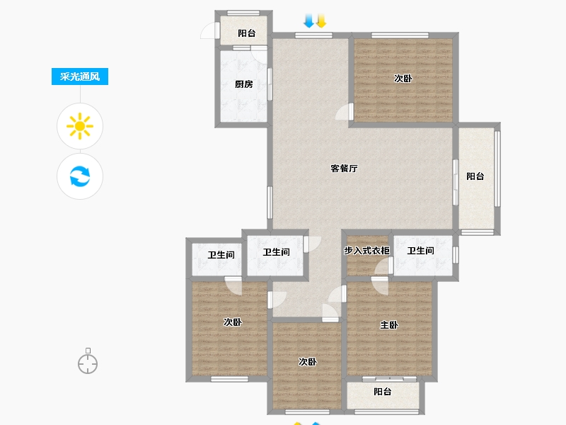 山西省-太原市-丰沃悦湖城-180.59-户型库-采光通风