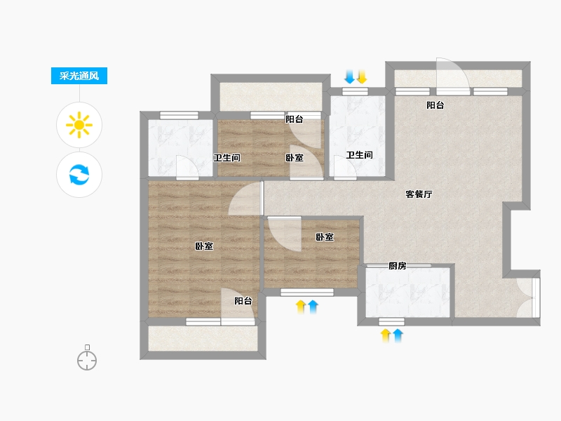 湖北省-武汉市-中部慧谷二期-77.38-户型库-采光通风