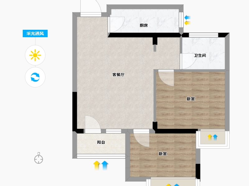 湖北省-武汉市-陌陌屋-60.00-户型库-采光通风