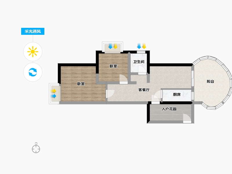 湖北省-宜昌市-康龙2+1购物广场-63.71-户型库-采光通风