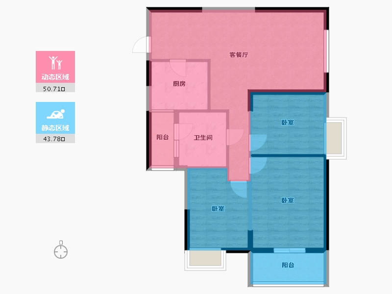 湖北省-武汉市-金地雄楚1号-85.13-户型库-动静分区