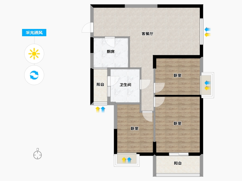 湖北省-武汉市-金地雄楚1号-85.13-户型库-采光通风