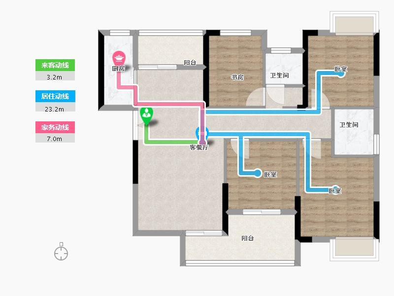 湖北省-武汉市-汉北广场国际公寓-98.08-户型库-动静线