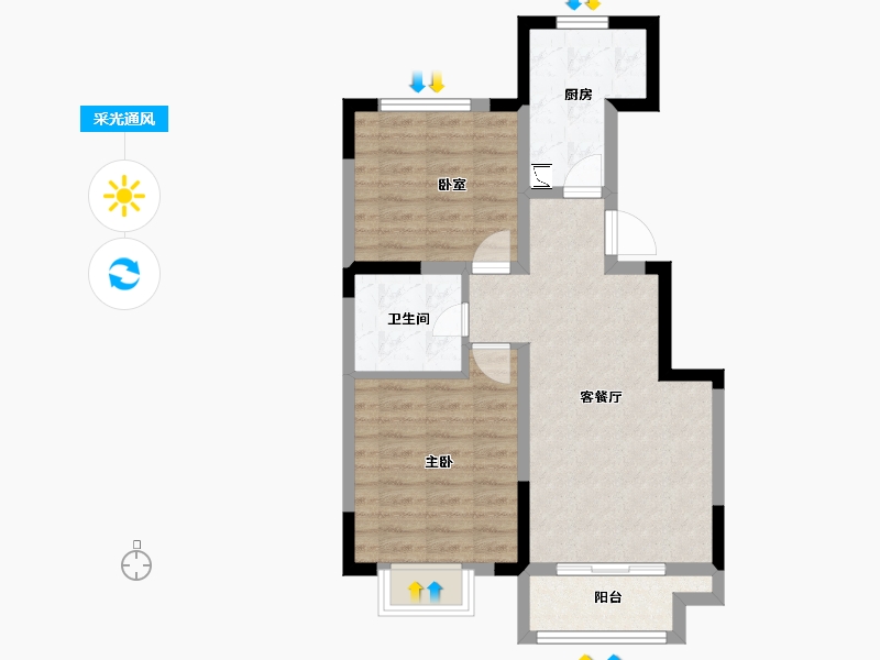 天津-undefined-锦润华庭-63.75-户型库-采光通风