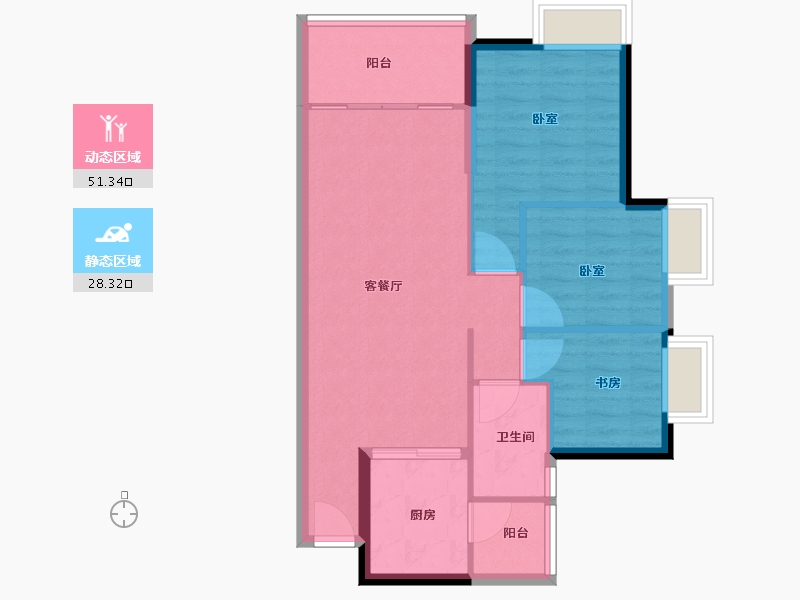 广东省-广州市-保利越秀岭南林语-72.00-户型库-动静分区