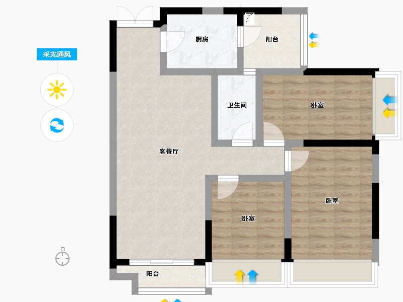 湖北省-武汉市-光谷新世界-79.35-户型库-采光通风