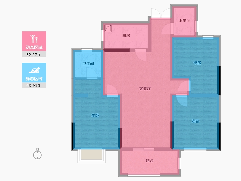 浙江省-绍兴市-枫城名苑-84.50-户型库-动静分区