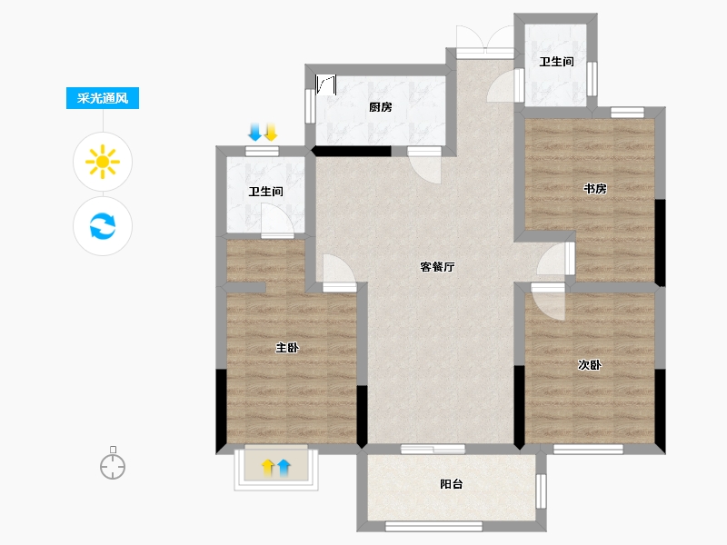 浙江省-绍兴市-枫城名苑-84.50-户型库-采光通风