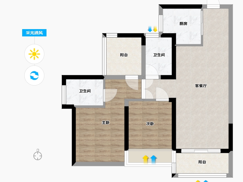 广东省-深圳市-远洋天著华府-69.57-户型库-采光通风