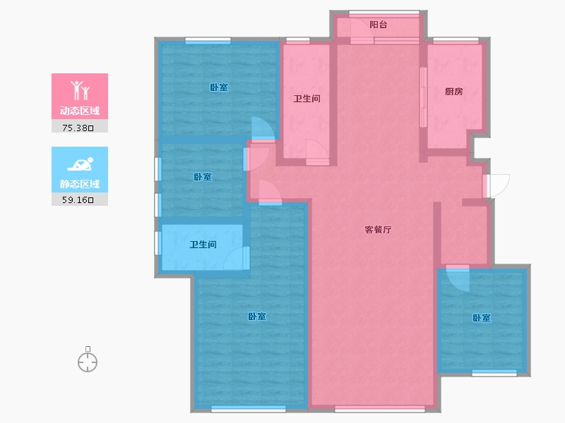 辽宁省-大连市-国运壹号-119.17-户型库-动静分区