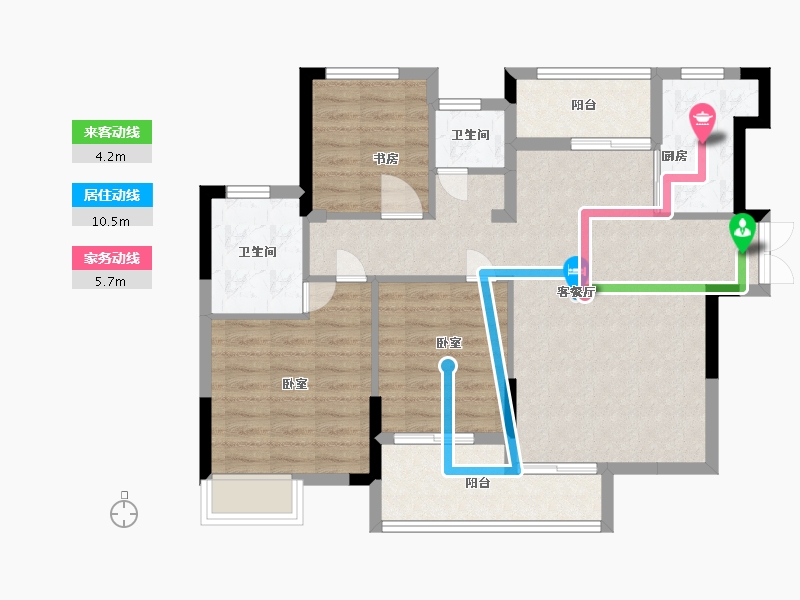 湖北省-武汉市-汉北广场国际公寓-87.00-户型库-动静线