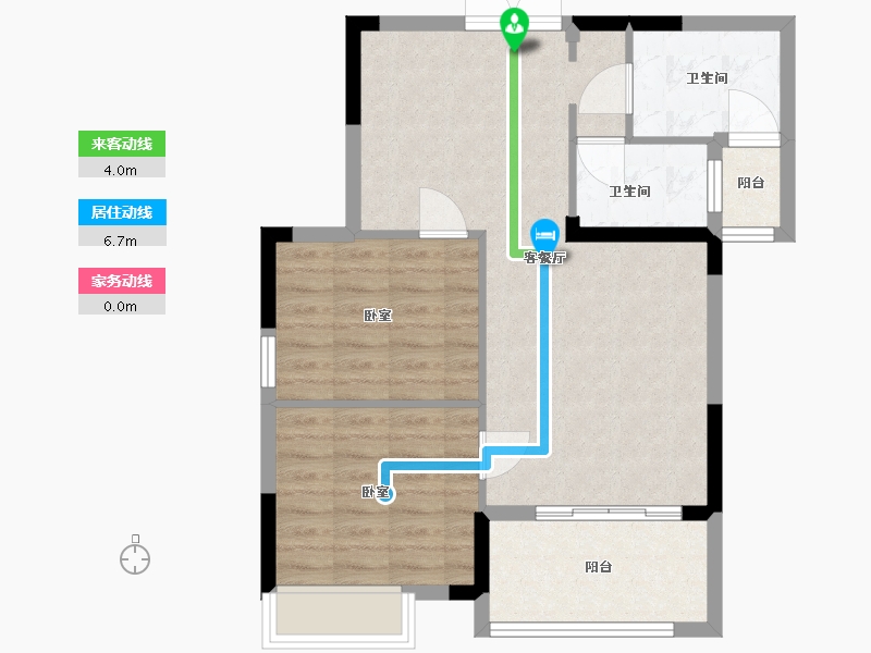 湖北省-武汉市-汉北广场国际公寓-70.00-户型库-动静线